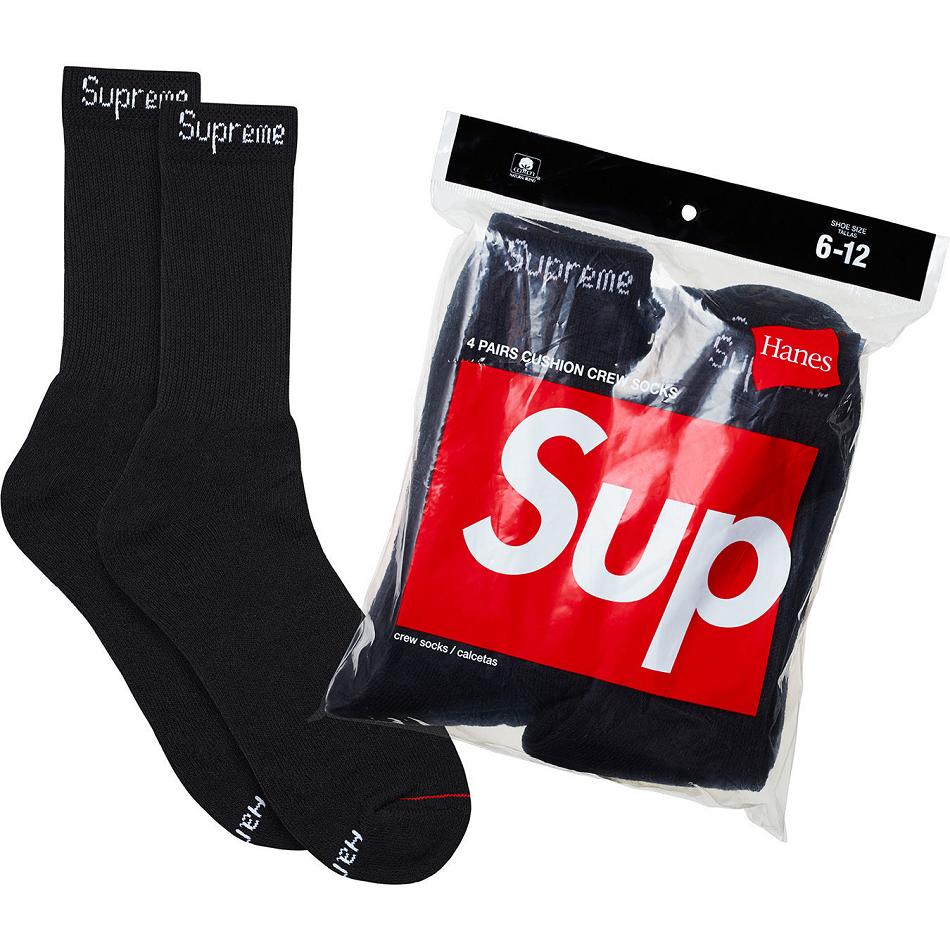 Calcetines Supreme Hanes® Crew Socks (4 Pack) Negras | CL105GL