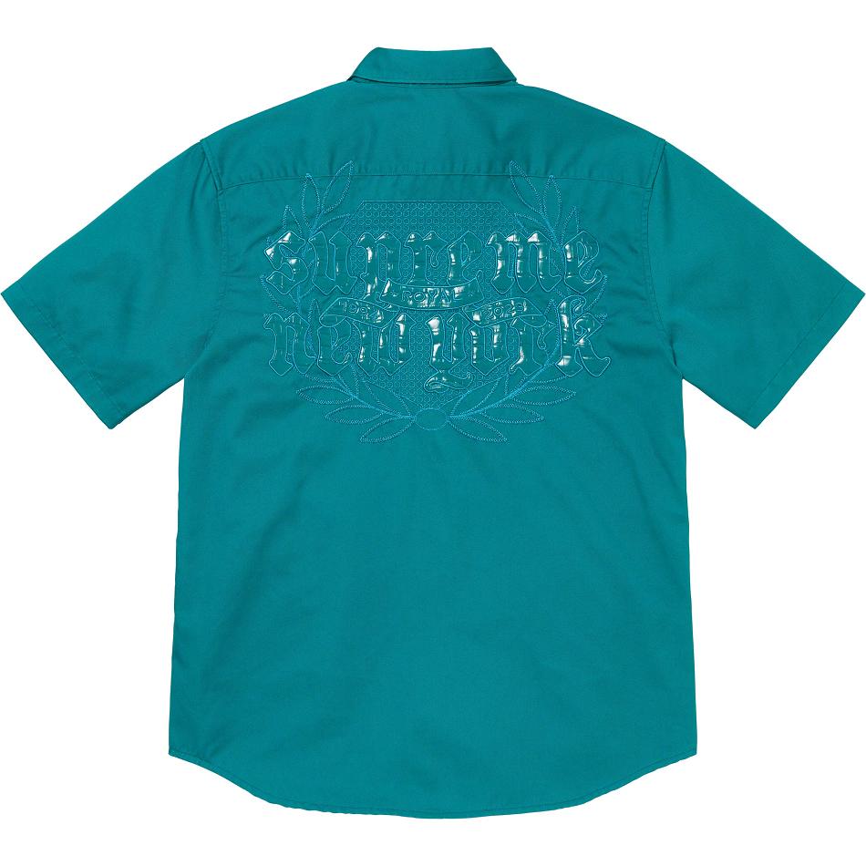 Camisas Supreme Croc Patch S/S Trabajo Aqua | CL385OR