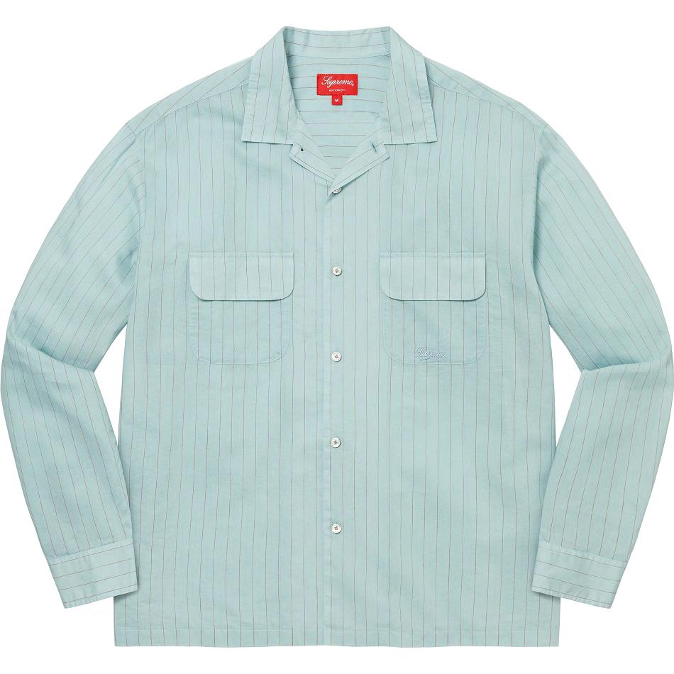 Camisas Supreme Pinstripe Linen Azules | CL373VD