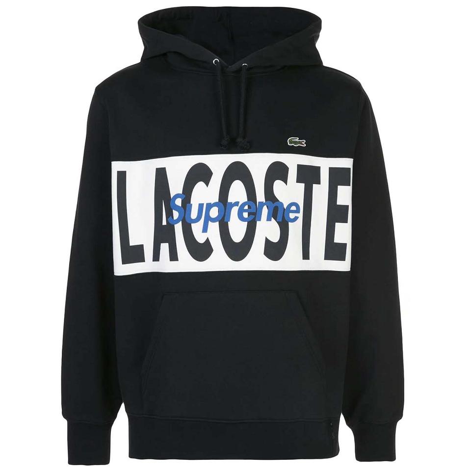 Sudadera Con Capucha Supreme X Lacoste Logo Panel Negras | CL457EX