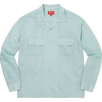 Camisas Supreme Pinstripe Linen Azules | CL373VD