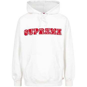 Sudadera Con Capucha Supreme Encaje Detail Logo Blancas | CL475XF